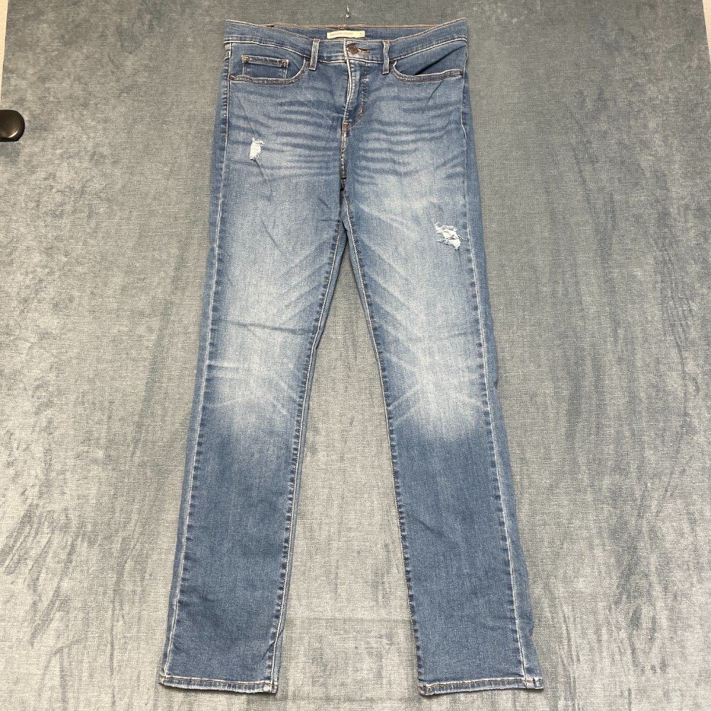 Levi's 314 Shaping Straight Jeans Womens 31 Blue Denim Stretch Zip Fly 5 Pockets